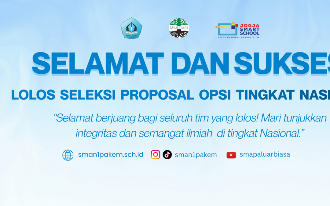 17 Proposal Penelitian SMAN 1 Pakem Lolos Seleksi Olimpiade Penelitian Siswa Indonesia (OPSI) Tingkat Nasional 2026